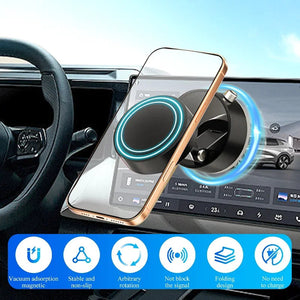 Car Mobile Brackets Double-sided Vacuum Magnetic Suction Bracket Mobile Phone Bracket Suction Cup  Folding Swivel desktop Stand Aimak Store