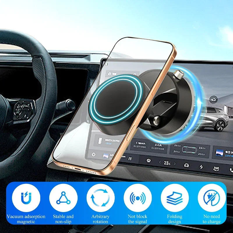 Car Mobile Brackets Double-sided Vacuum Magnetic Suction Bracket Mobile Phone Bracket Suction Cup  Folding Swivel desktop Stand Aimak Store