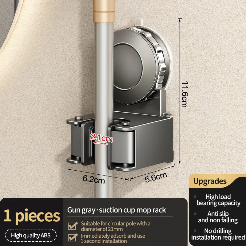 No Need To Drill Suction Cup Wall-mounted Suction Cup Mop Clip, Bathroom Mop Storage Rack, Bathroom Household Strong Mop Hook Aimak Store