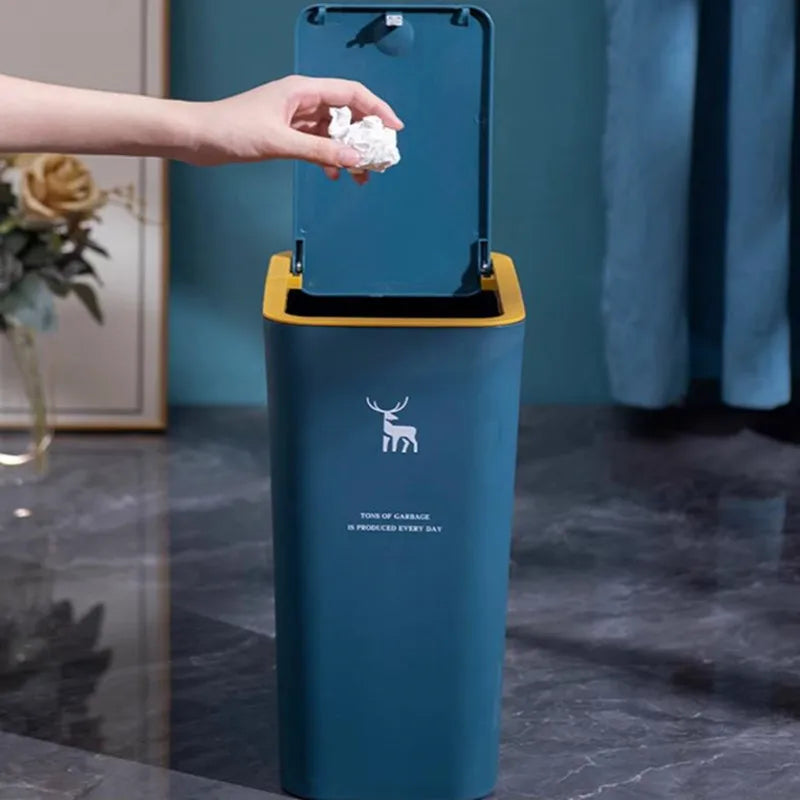 15L Nordic Style Toilet Trash Can Household with Lid Kitchen Classification Presstype Wastebasket Bathroom Rectangular Trash Can Aimak Store