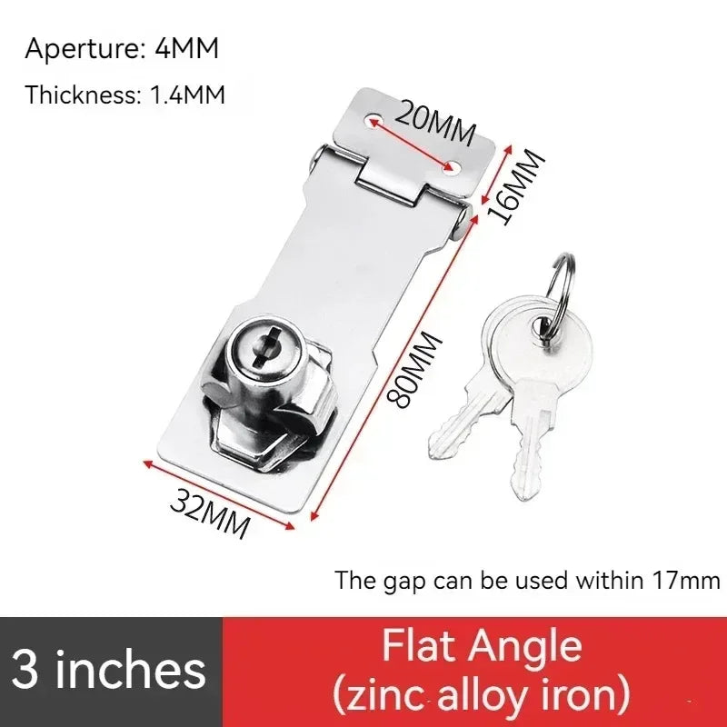 No Punching Three-fold Drawer Two-fold Lock Plate Buckle 90°180° Installation Wooden Door Sliding Door Wardrobe File Cabinet Aimak Store