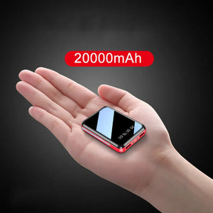 20000mAh Mini Power Bank Portable Charger Mirror Screen LED Digital Display Powerbank External Battery Pack Power Bank Poverbank Aimak Store