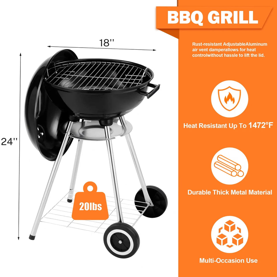 30-Inch Barrel Charcoal Grill with Warming Rack & Front Storage Basket, Outdoor BBQ Grill with 956 sq. in. Grilling Area Aimak Store