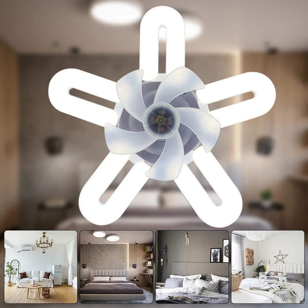 E27 Silent Ceiling Fan Light Ceiling Fan Light Bulb 3 Speed Adjustable 60W Remote Control Electric Fan Chandelier Eye Protection Aimak Store