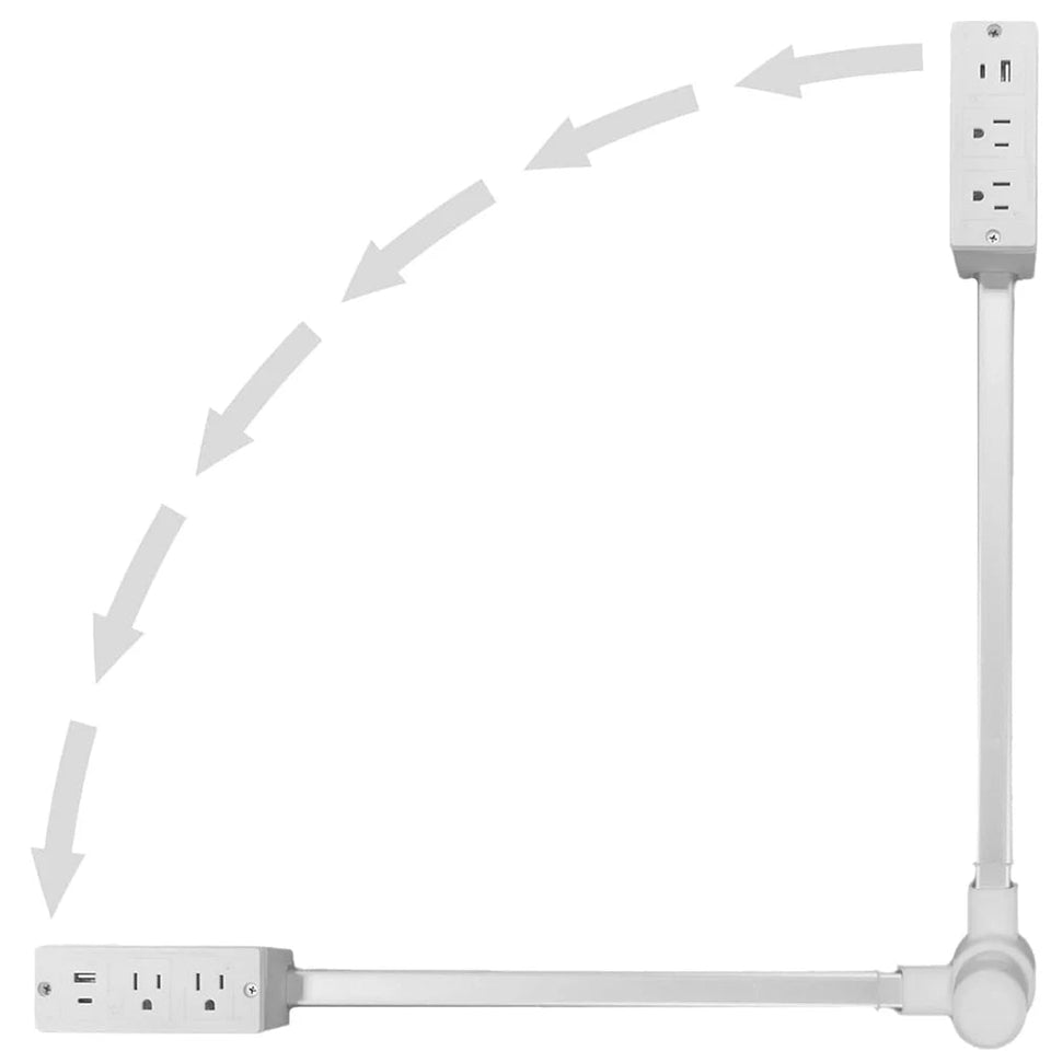 Electrical Outlet Extender 2 AC USB-A USB-C Wall Charger 2 Sockets 180° Rotation Stretchable Electrical Outlet Table Extender Aimak Store
