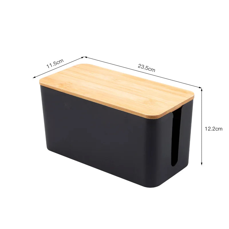 Cable Storage Box Wooden Power Line Storage Case Dustproof Charger Socket Organizer Wire Case Home Cable Winder Organizer Aimak Store