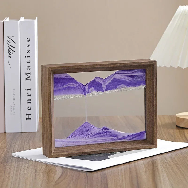 3D Sandscape Moving Sand Art Picture Wooden Frame Quicksand Liquid Hourglass Craft Flowing Sand Painting Office Home Decor Gifts Aimak Store