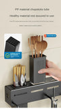 Stainless Steel Frame Wall Mounted Knife Holder Kitchen Nail Free Storage Rack Knife With Hook Kitchen Cabinet Storage Rack Aimak Store