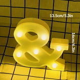 1pc White Decorative Led Light Up 6.3'' Number Letters Sign Night Lights Marquee For Home Wedding Party Birthday Christmas Decor Aimak Store