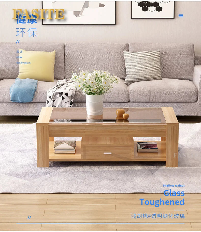 Nordic coffee table, simple modern tempered glass living room, easy to create office living room Aimak Store