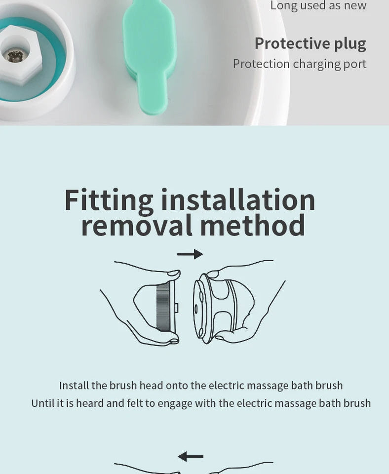 Multifunction Detachable Electric Bath Brush 5in1 Facial Cleansing Skin Grinding Back Rubbing Long Handle Massage Shower Brush Aimak Store