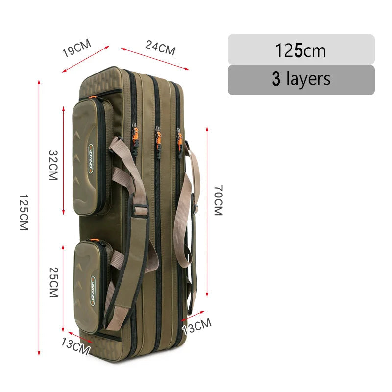 NON-Foldable 2/3/4 Layer Fishing Rod Tackle Bag 80/100/120/130CM Multifunctional Fish Reel Lure Line Tools Storage Case Gear Aimak Store