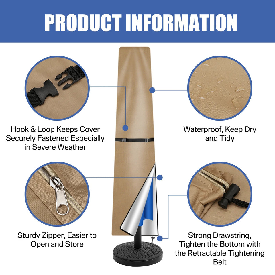 Oxford Cloth Waterproof Parasol Cover Outdoor Garden Patio Anti-UV Windproof Rainproof Sunshade Umbrella Cover with Pole &Zipper Aimak Store