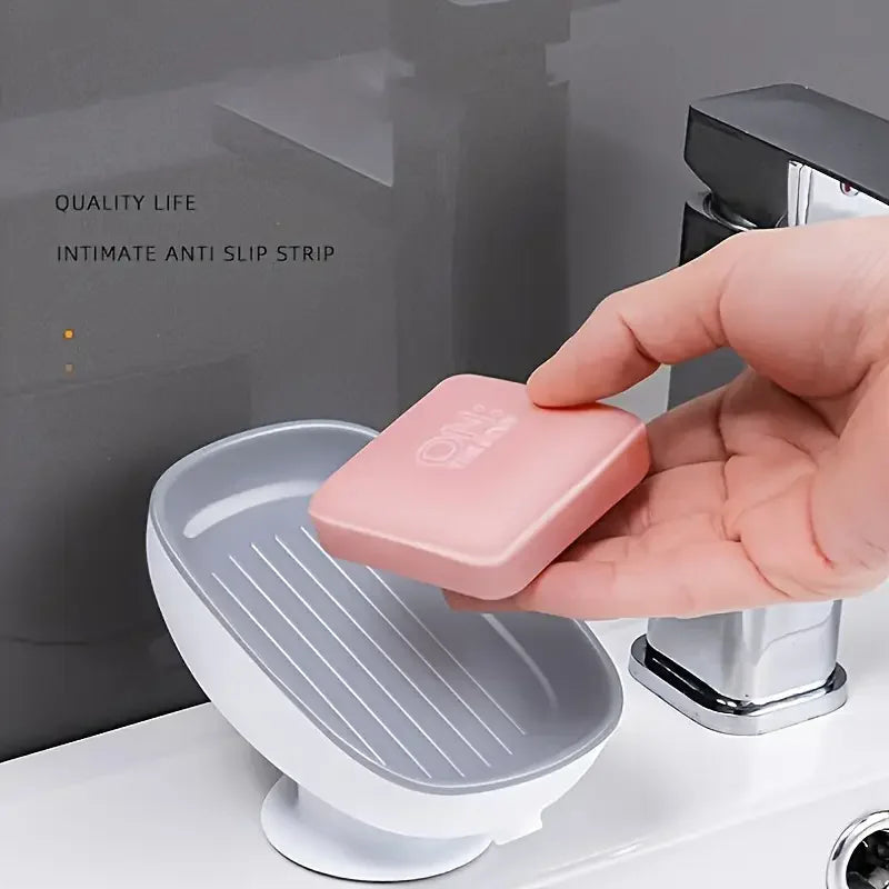 1Pc Luxurious Adjustable Oval Storage Soap Dish with Drain - Wall-Mounted Anti-Slip Removable Soap Box for Bathroom Aimak Store