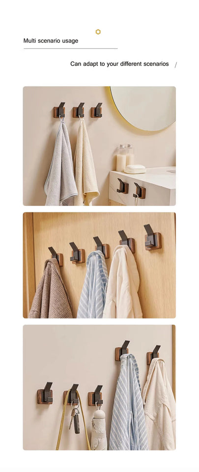 Walnut Coat Wall Hook Wall Hanging Coat Rack for Bathroom Kitchen Bedroom Hallway Wall Hooks Coat Clothes Holder Aimak Store