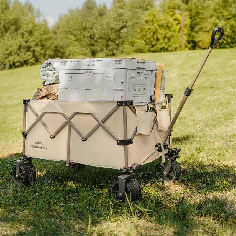 Naturehike Big Wheels Heavy Duty Folding Cart Outdoor Large Capacity Wagon Cart Beach Wagon For Sand Pull Trolley Camping Cart Aimak Store