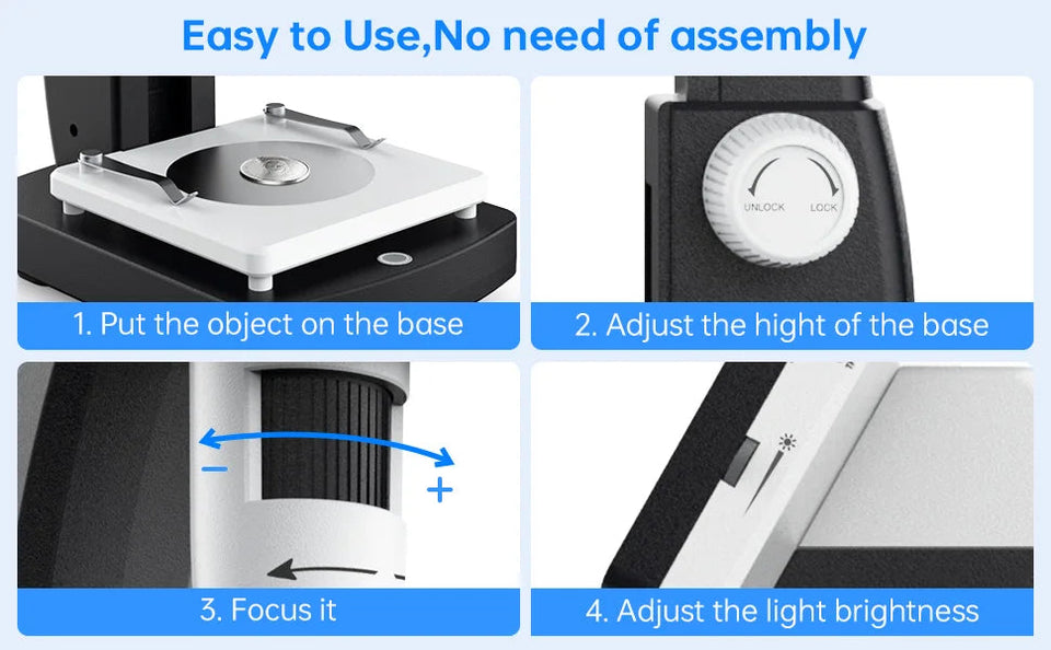 1000X 4.3" LCD Digital Microscope 1080P Coin Microscopio 8 LED Lights USB Magnifier Soldering Repair Video Microscope for Coin Aimak Store