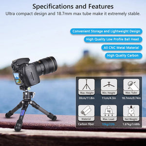 ARTCISE CS15C Carbon Fiber Compact Travel Portable Tabletop Mini Tripod with 360° Panorama Ballhead for DSLR Camera Mobile Phone Aimak Store