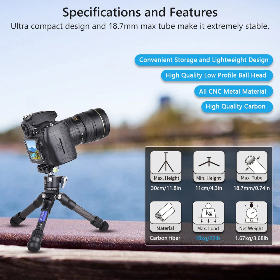 ARTCISE CS15C Carbon Fiber Compact Travel Portable Tabletop Mini Tripod with 360° Panorama Ballhead for DSLR Camera Mobile Phone Aimak Store