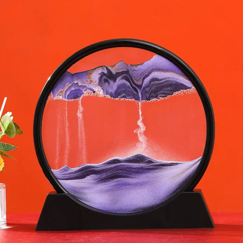 3D Moving Sand Art Nordic Creative Oranment Liquid Hourglass Flowing Sand Sandscape Round Quicksand Painting Home Decor Gifts Aimak Store