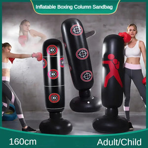 Fitness Boxing Inflatable Sandbag PVC160cm Adult/child Tumbler Fighting Column Sandbag Boxing Muay Thai Training Punching Bag Aimak Store