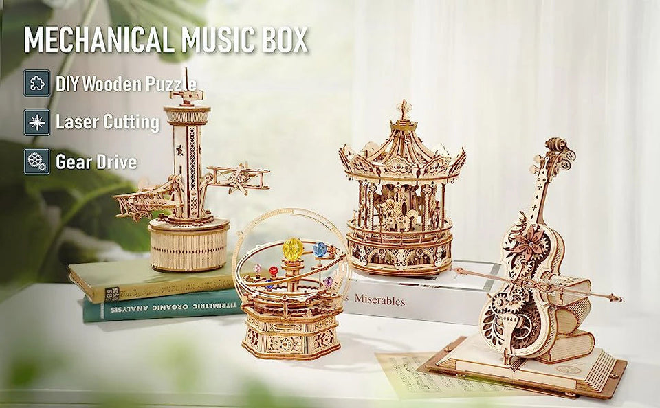 Robotime Rokr Music Box 3D Puzzle Wooden Model Kits Mechanical Building Craft Kits for Children Kids - AMK51 Starry Night Aimak Store