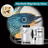 Portable 60X Handheld Magnifying Glass Mini Pocket Microscope Loupe Currency Detector Jeweler Magnifier With LED Light Aimak Store