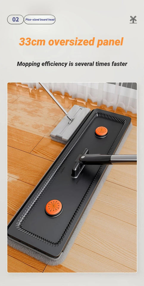 JOYBOS 40cm Spin Flat Mop Set Hand Free Wring With Dual Chamber Bucket Washable Microfiber Wet&Dry For Home Floor Cleaning Mops Aimak Store