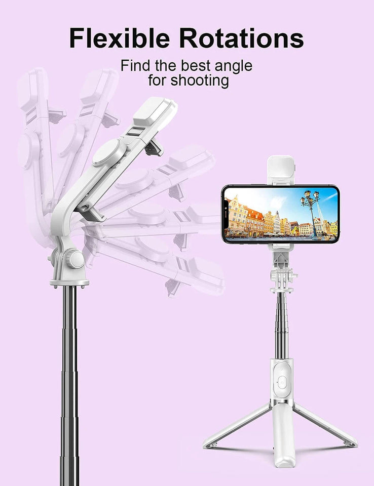 Wireless Bluetooth Selfie Stick Foldable Portable Tripod with Fill Light Shutter Remote Control for Android iPhone Smartphone Aimak Store