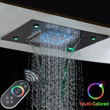 Black Thermostatic Bathroom Shower Faucet Set Remote LED Rainfall Head Faucets Crane 3 Way Concealed Embedded Hot Cold Mixer Tap Aimak Store