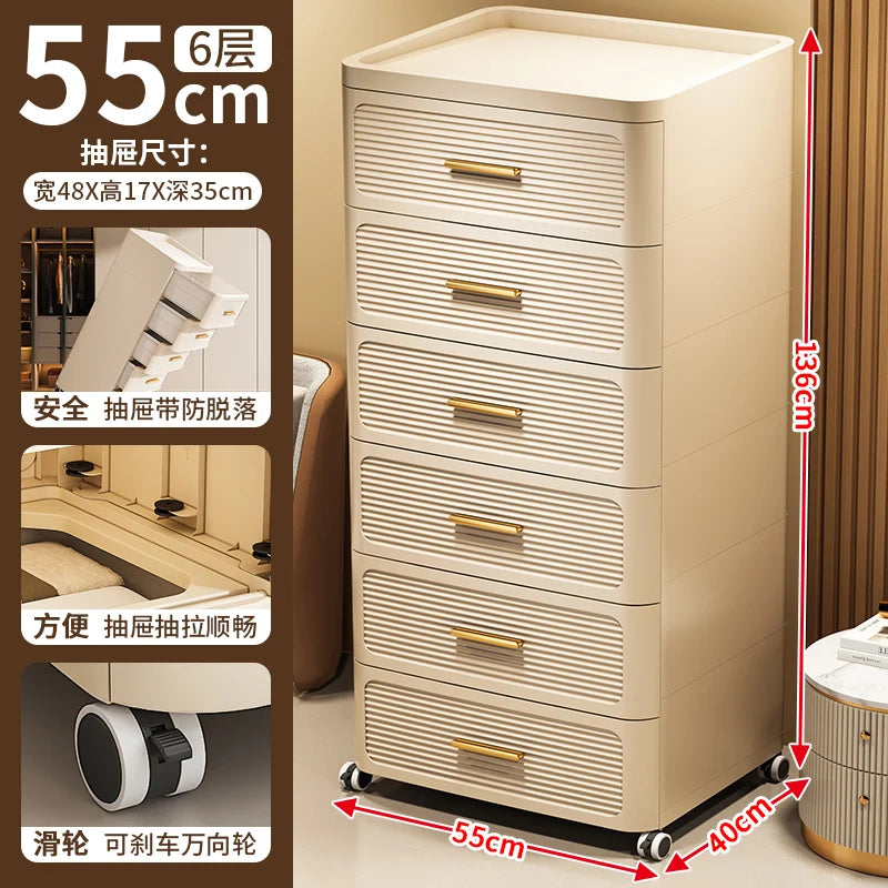 Modern Minimalist Nightstand with Drawers|Faux Wood Bedside Storage Cabinet Movable Bedroom Organizer Space-Saving HomeFurniture Aimak Store