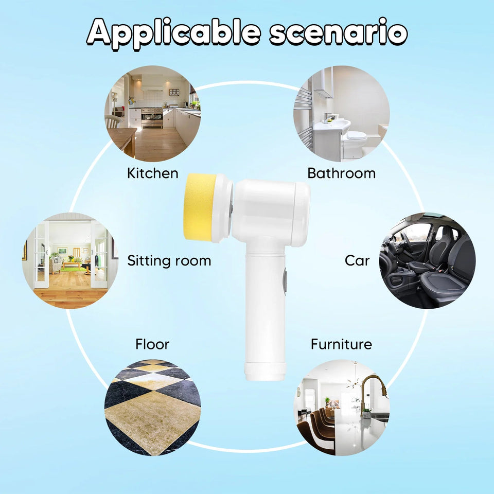 Electric Spin Scrubber Cleaning Brush Rotating Scrubber Wireless USB 3 Heads Multi-Purpose Scrubber for Kitchen Stove Dishes, Aimak Store