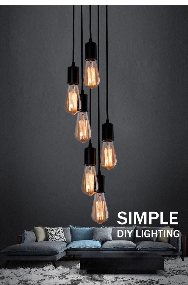 Linear Pendant Lights E27 Simple Black/white/silver 90-260v Bar Cafe Indoor Lighting Fixtures Decoration Hanging Lamp Restaurant Aimak Store