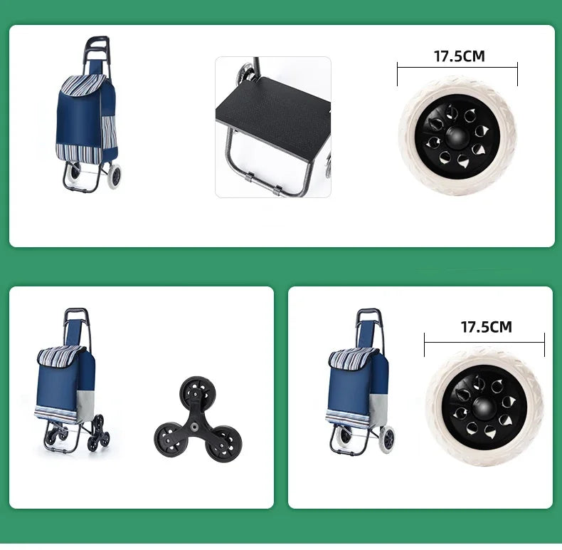 Light Grocery Shopping Trolley Household Climbing Stairs Folding Trailer Outdoor Travel Hand Pull Shopping Cart Aimak Store