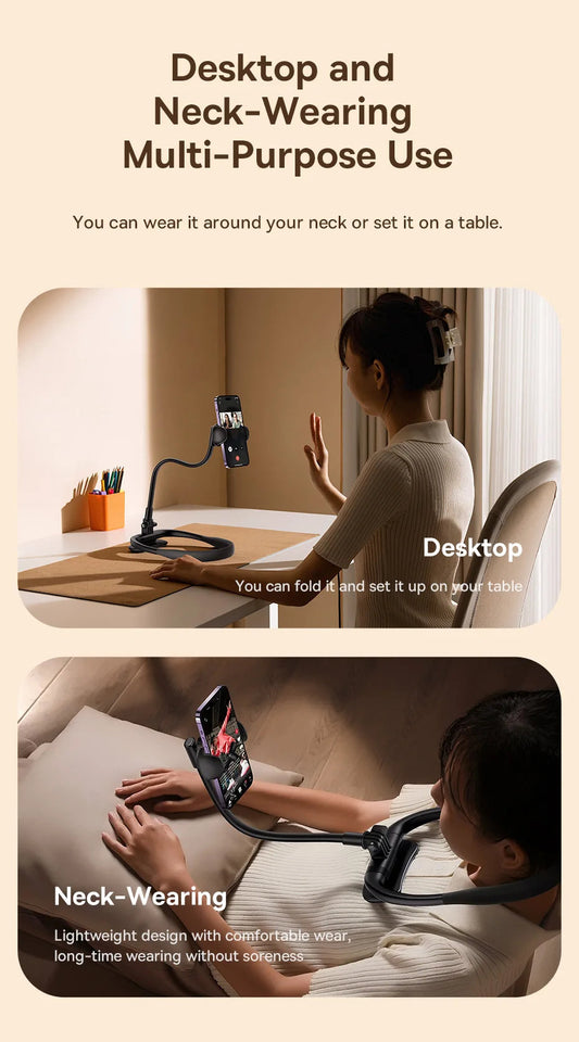 Baseus Flexible Universal Neck Phone Holder Hanging Neck Lazy Necklace Cell Phone Desk Mount Bracket for iPhone 16 15 14 Pro Max Aimak Store