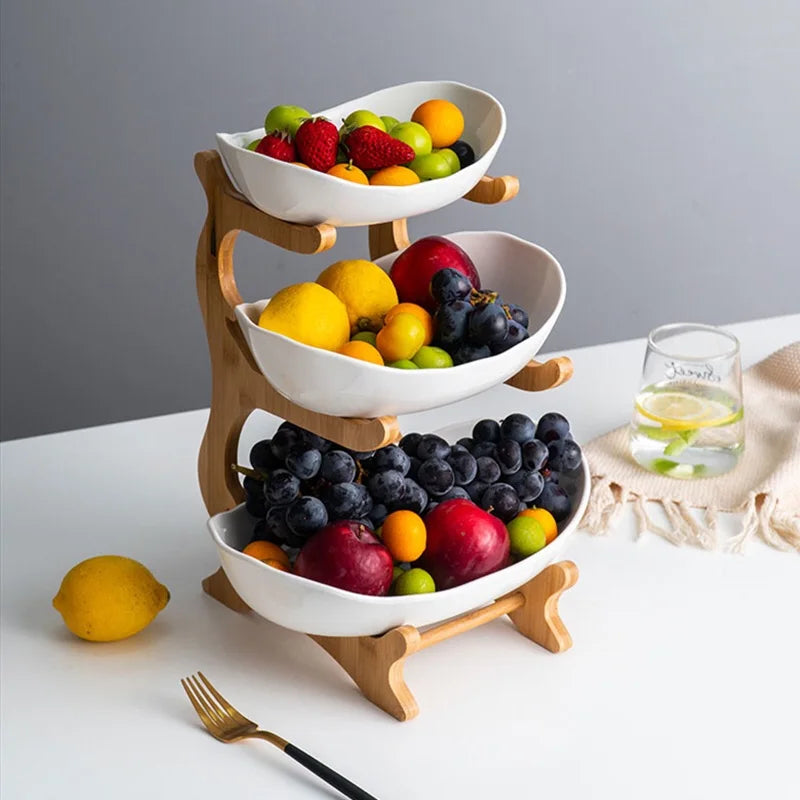 Living Room Home Three-layer Plastic Fruit Plate Snack Dish Creative Modern Dried Fruit Basket Candy Cake Stand Bowl New Style Aimak Store