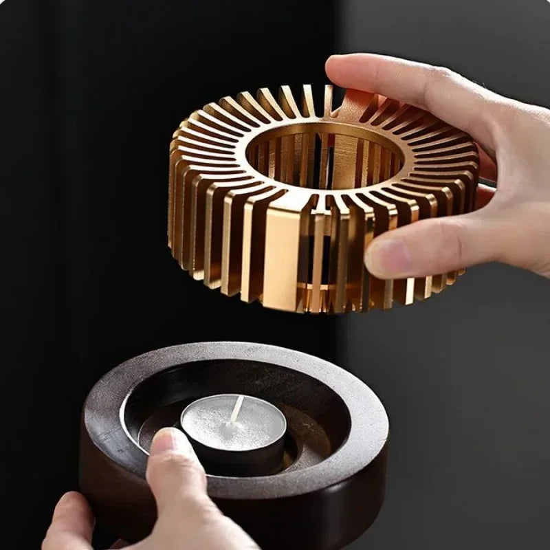 Gold Hollow Aluminum Alloy Teapot Warmer Coffee Pots Candle Base Heater Stove Household Glass Teapot Tea Stove Milk Warmer Stand Aimak Store