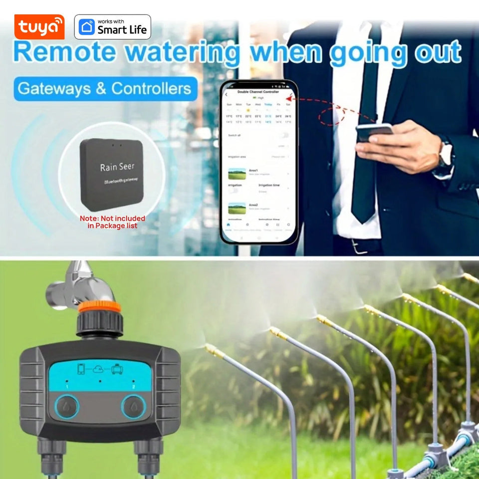 1PCS Tuya Smart Sprinkler Timer ,Dual Bluetooth Garden Hose Watering System, Outdoor Water Timer for Garden Hoses,Programmable Aimak Store