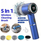 5 in 1 Electric Cleaning Brush Multifunctional Kitchen Bathroom Toilet Portable Powerful Clean Brush 5 Brush Heads LED Display Aimak Store
