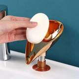 1pc- Gold Leaf shaped Soap tray Bathroom Toilet perforation-free drain soap rack Soap box Aimak Store