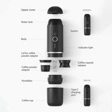 Portable Coffee Maker Electric Espresso Machine Compatible with Capsule & Ground Coffee Capsules Coffee Maker 2 In 1 for Hiking Aimak Store