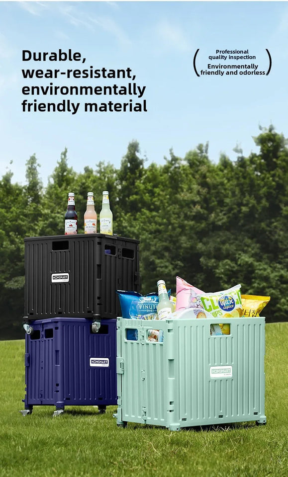 Folding Supermarket Shopping Hand Cart Trolley Convenient Stair Climber Foldable Cart with Wheels for Groceries Outdoor Camping Aimak Store