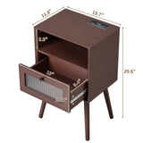 Wood Nightstand End Side Table with 1 Drawer for Living Room, Bedroom Aimak Store