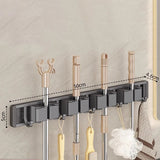 Mop and Broom Organizer Mop Holder Rack Mop Holder Wall Mounted Strong Broom Mop Holder Shelf with Hooks Organizers Hang Broom Aimak Store