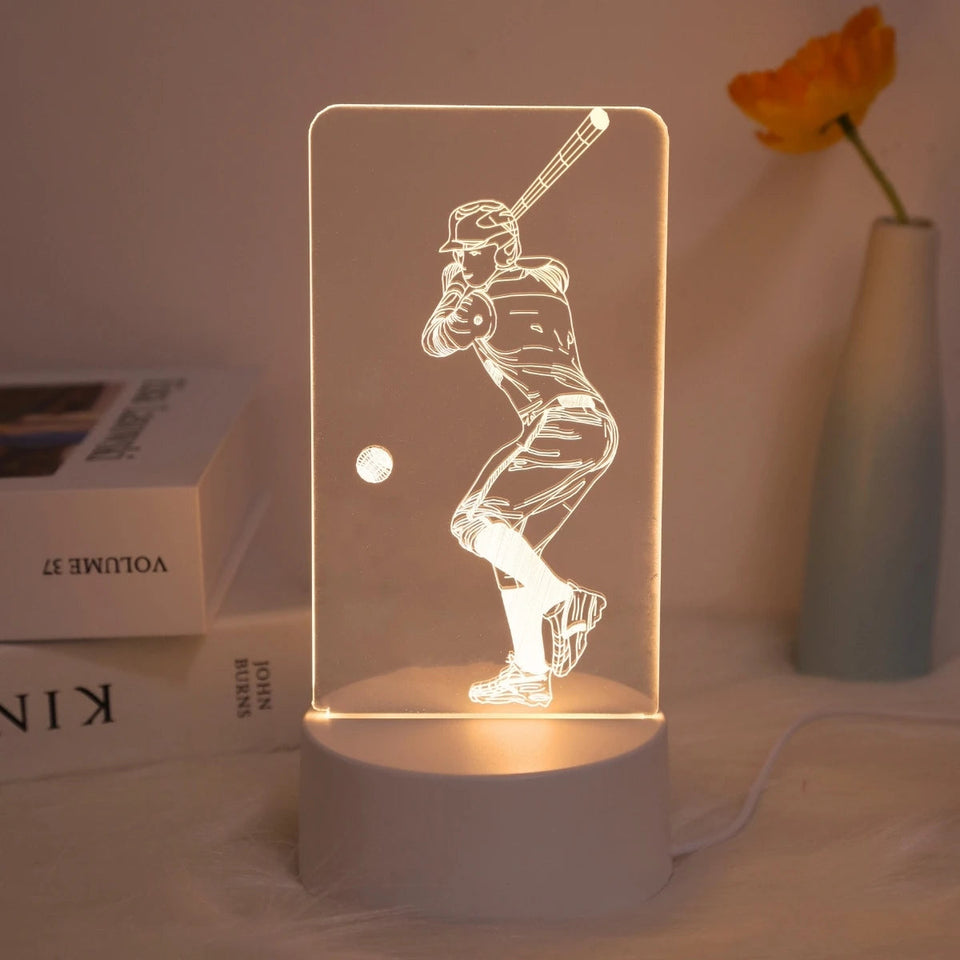 Creative baseball light, 3D night light, creative desktop, bedroom atmosphere light, room decoration light, USB powered Aimak Store