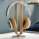 Bamboo Wood Aluminum Headphone Stand Earphone Display Rack Hanger Bracket Gamer Headsets Storage Shelf Gaming Accessories Aimak Store