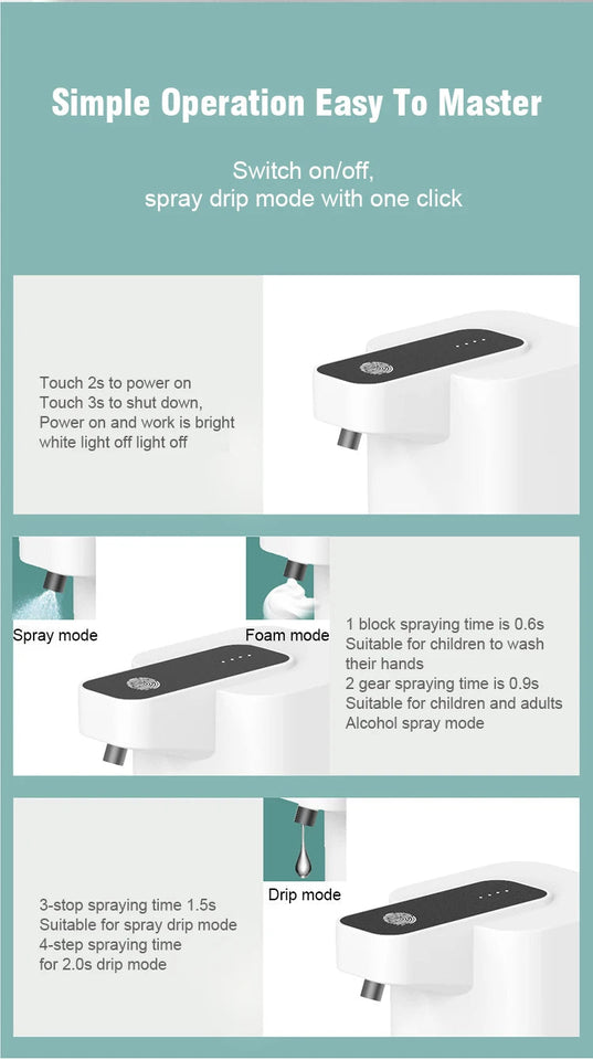 Automatic Inductive Soap Dispenser Foam Washing USB Rechargeable Smart Hand Washing Soap Dispenser Alcohol Spray Dispenser Aimak Store