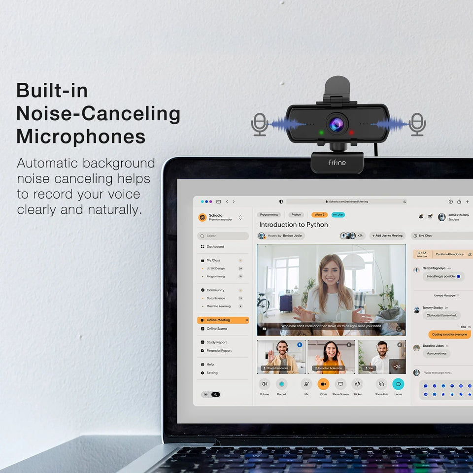 FIFINE 1440p Full HD PC Webcam with Microphone, tripod, for USB Desktop & Laptop,Live Streaming Webcam for Video Calling-K420 Aimak Store