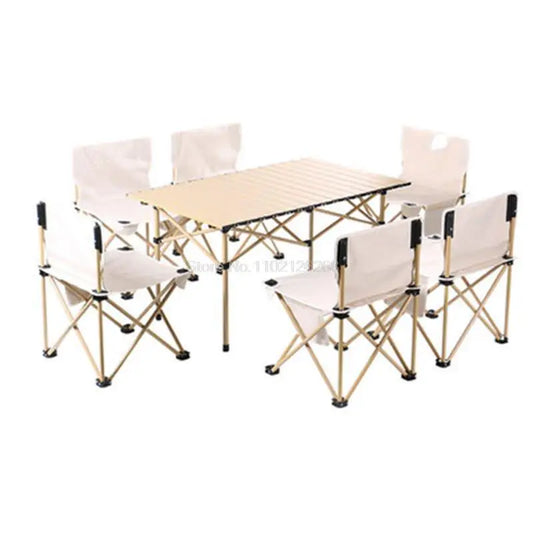 Portable Outdoor Table and Chair Set Folding Picnic Table Self-driving Camping Table Aluminum Alloy Car Egg Roll Table