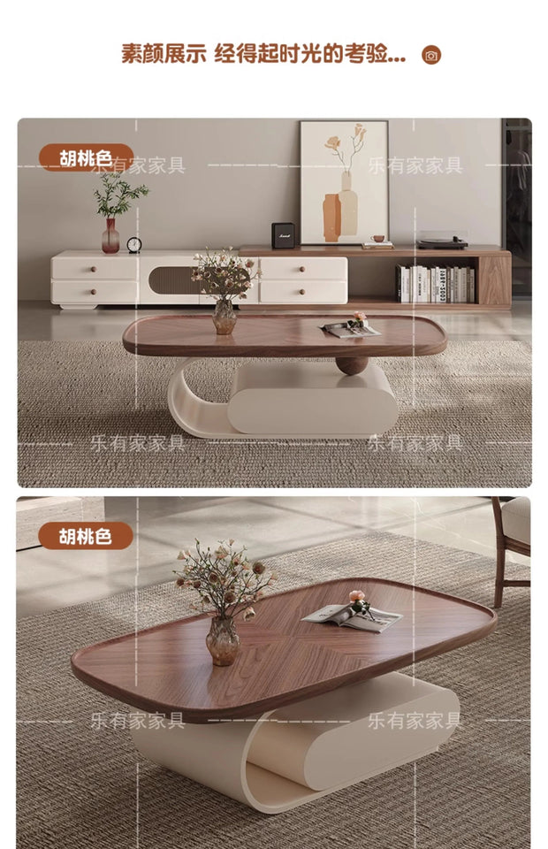 Medieval walnut coffee table living room home modern simple small apartment oval black and white designer coffee table Aimak Store